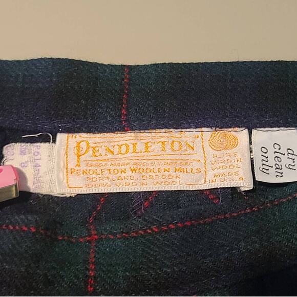 Vintage Pendleton green blue plaid long wool skirt with pockets - 8 - Picture 4 of 6